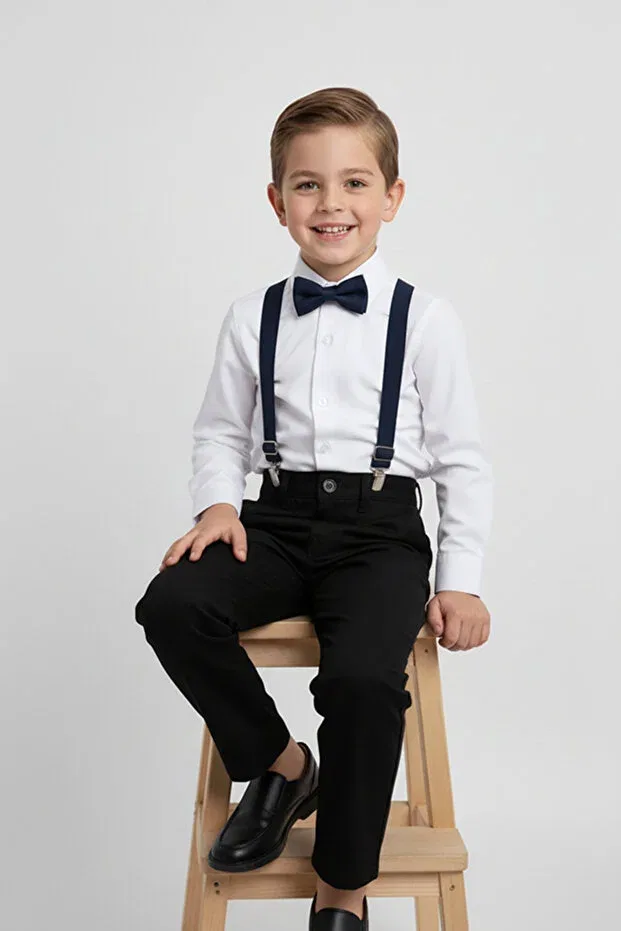 Детская рубашка с длинным рукавом Basics Merdia Kids, Navy Blue — фото 3