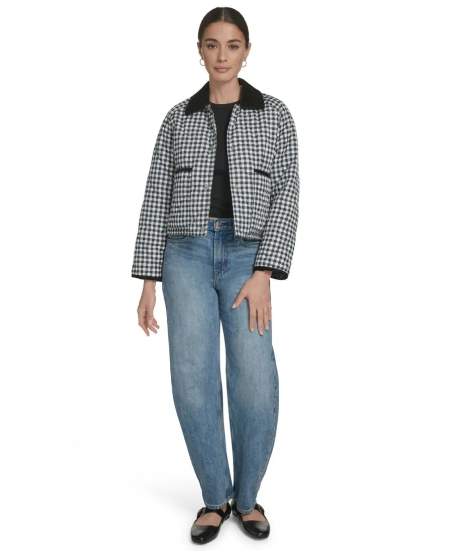 Женская куртка Diamond Quilted из легкого нейлона Levi's, Black/White Gingham — фото 2