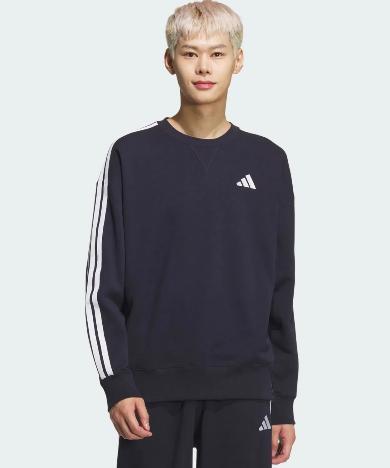 Мужской свитшот с длинным рукавомAdidas Essentials Plus Loose Fit Three Stripes, Blue