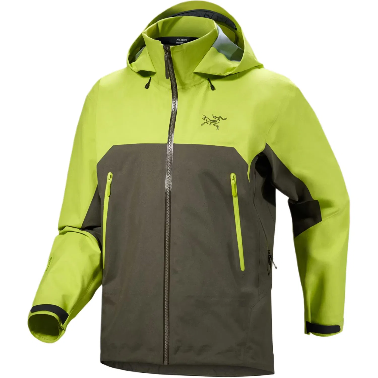 Ветровка с капюшоном Colorblock Arcteryx, Ivy Green/Vintage Green/Mantis/Tatsu