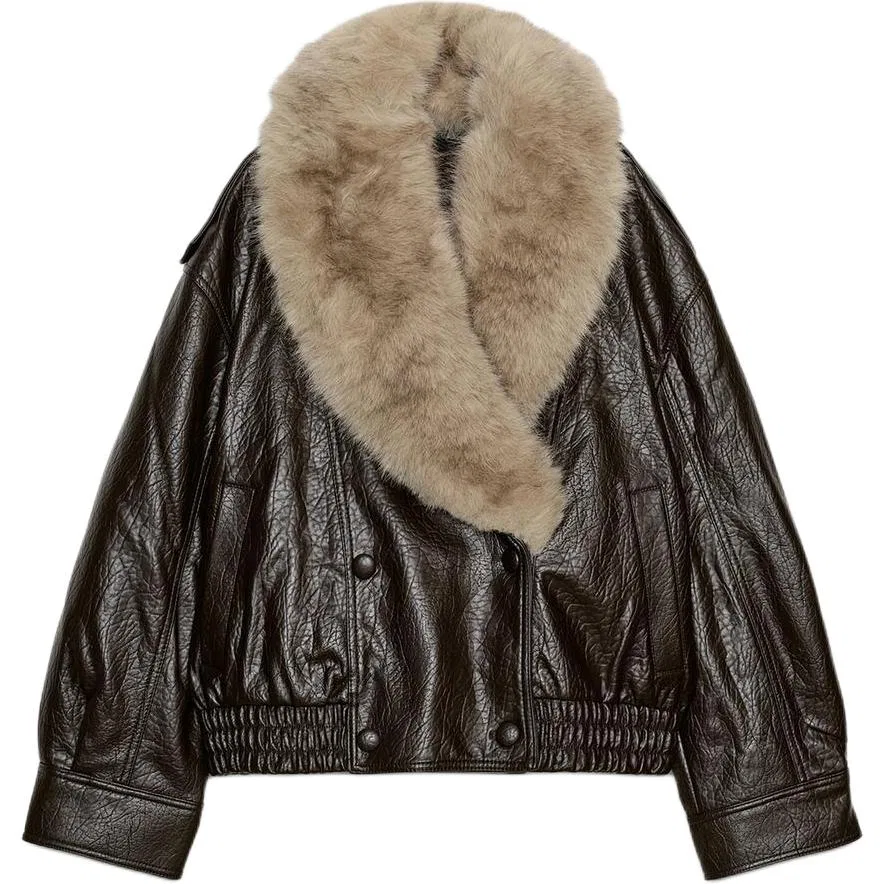 Женское пальто с лацканами Dark Brown ZARA, Темно-коричневый