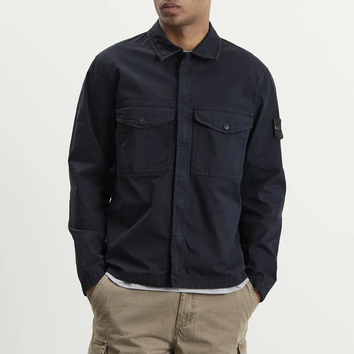 Куртка-рубашка из органического хлопкового твила Organic Cotton Twill Zip Shirt Jacket Stone Island, Navy Blue — фото 2