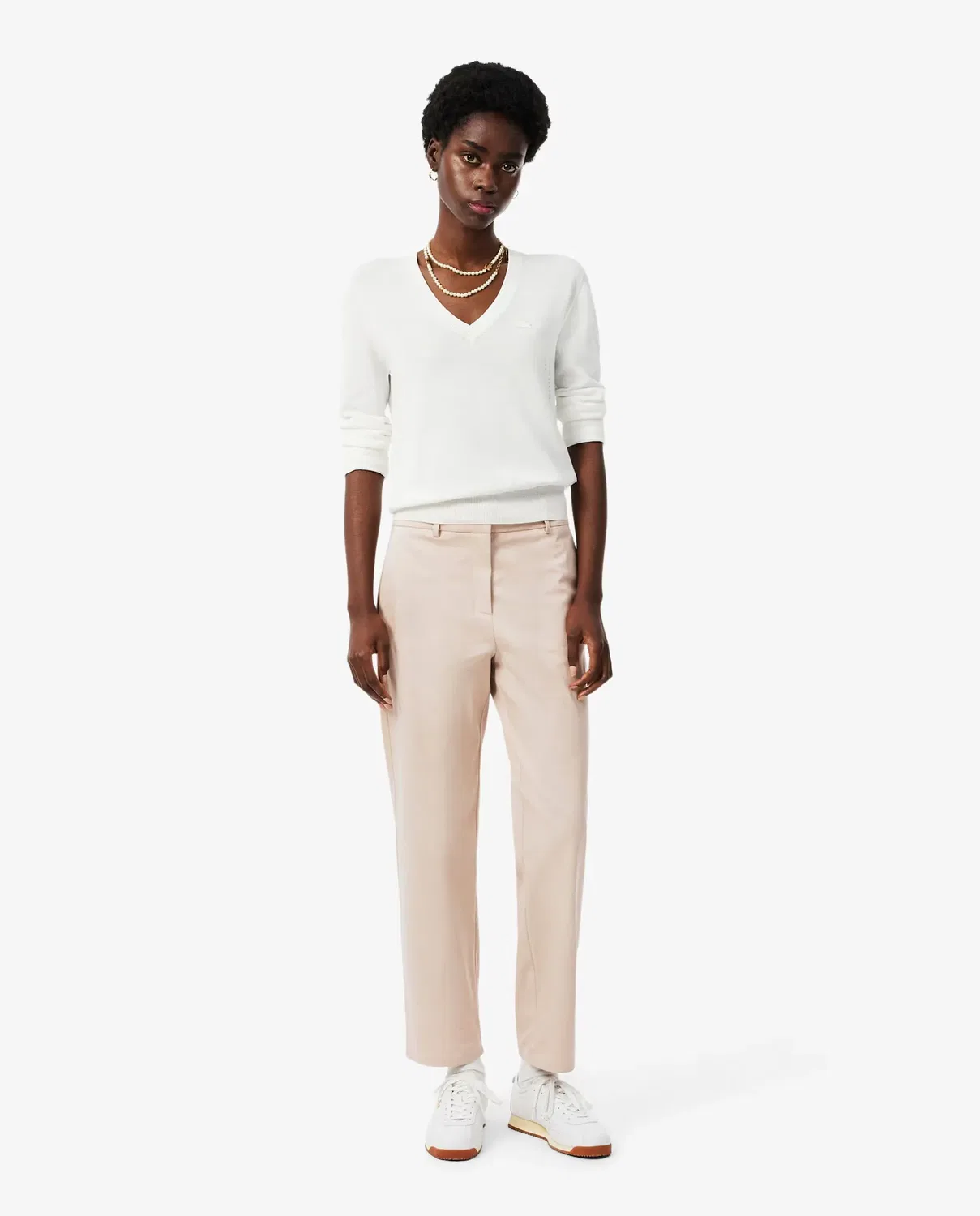 Брюки-джоггеры Lacoste Beige из габардина с прямым кроем