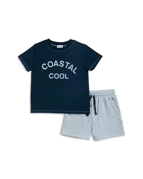 Детский комплект для мальчиков с принтом Coastal Cool Short Set Splendid, темно-синий