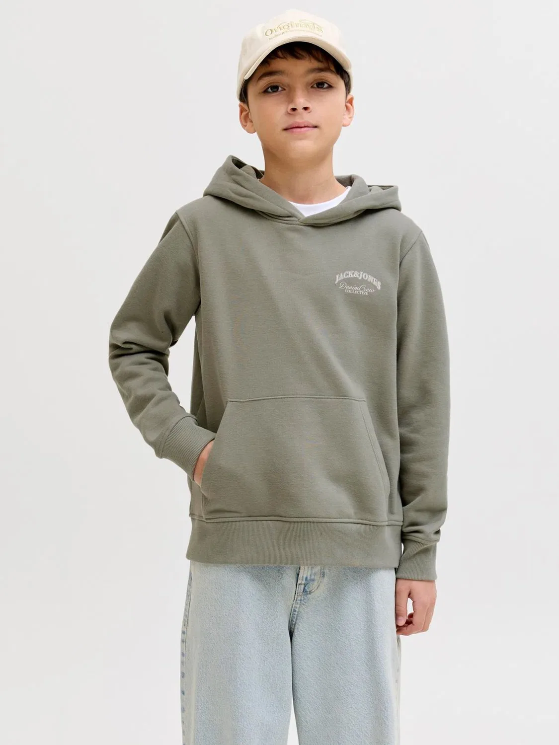Худи с принтом, оверсайз, Jack & Jones Junior, зеленый