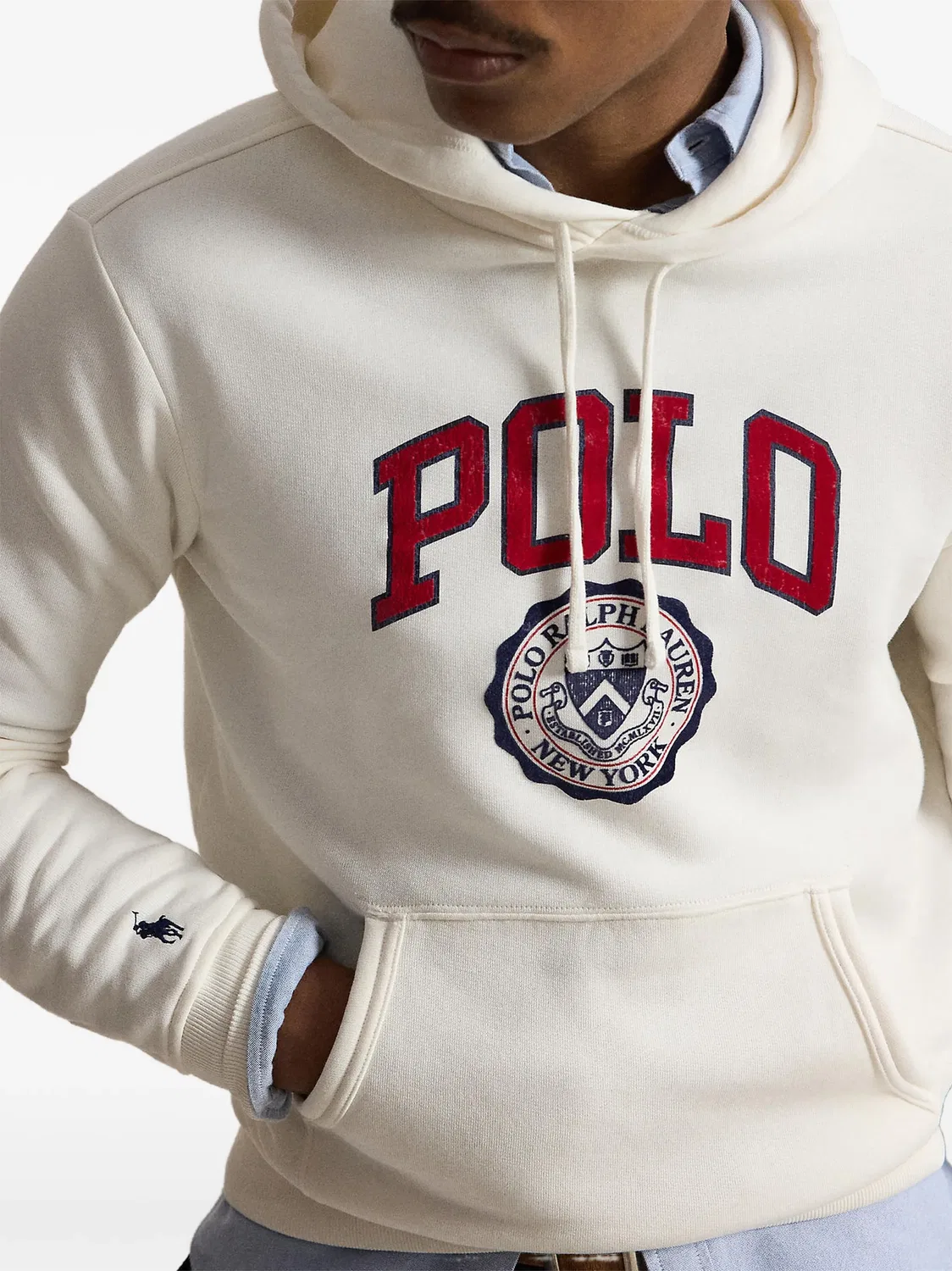 Флисовое худи с логотипом Polo Ralph Lauren, белый — фото 4
