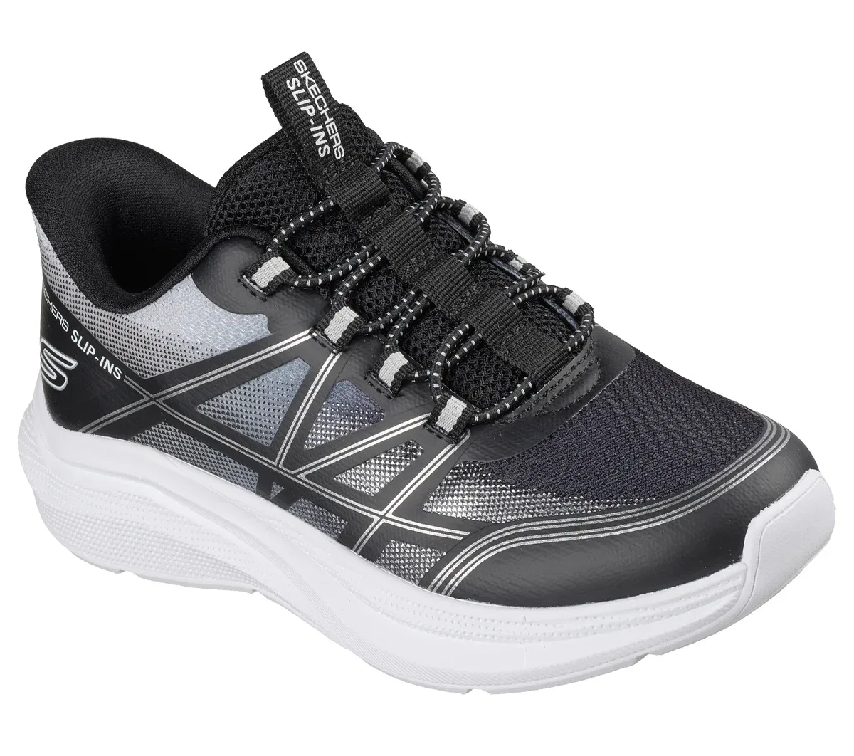Детские слипоны Microspec Velocity - Grid-Shift Skechers, черный/серебристый — фото 4