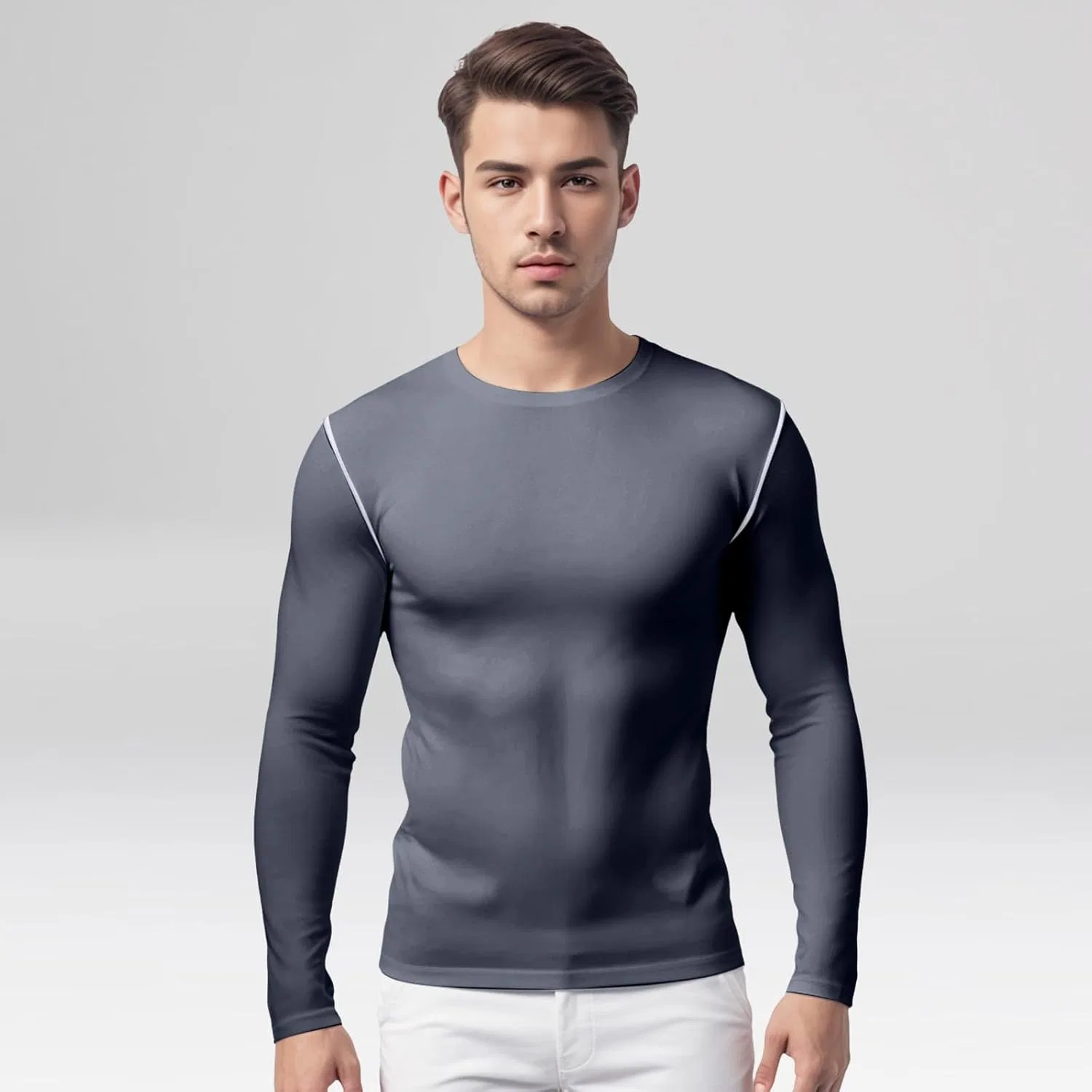 Мужская спортивная футболка с длинным рукавом, Dark Gray — фото 2