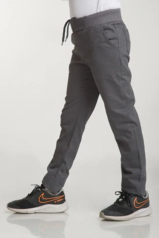 Детские брюки для девочек с эластичным поясом School Trousers Elastic Ribbed Waist Canvas Children's Trousers Nacar Store, Gray — фото 2