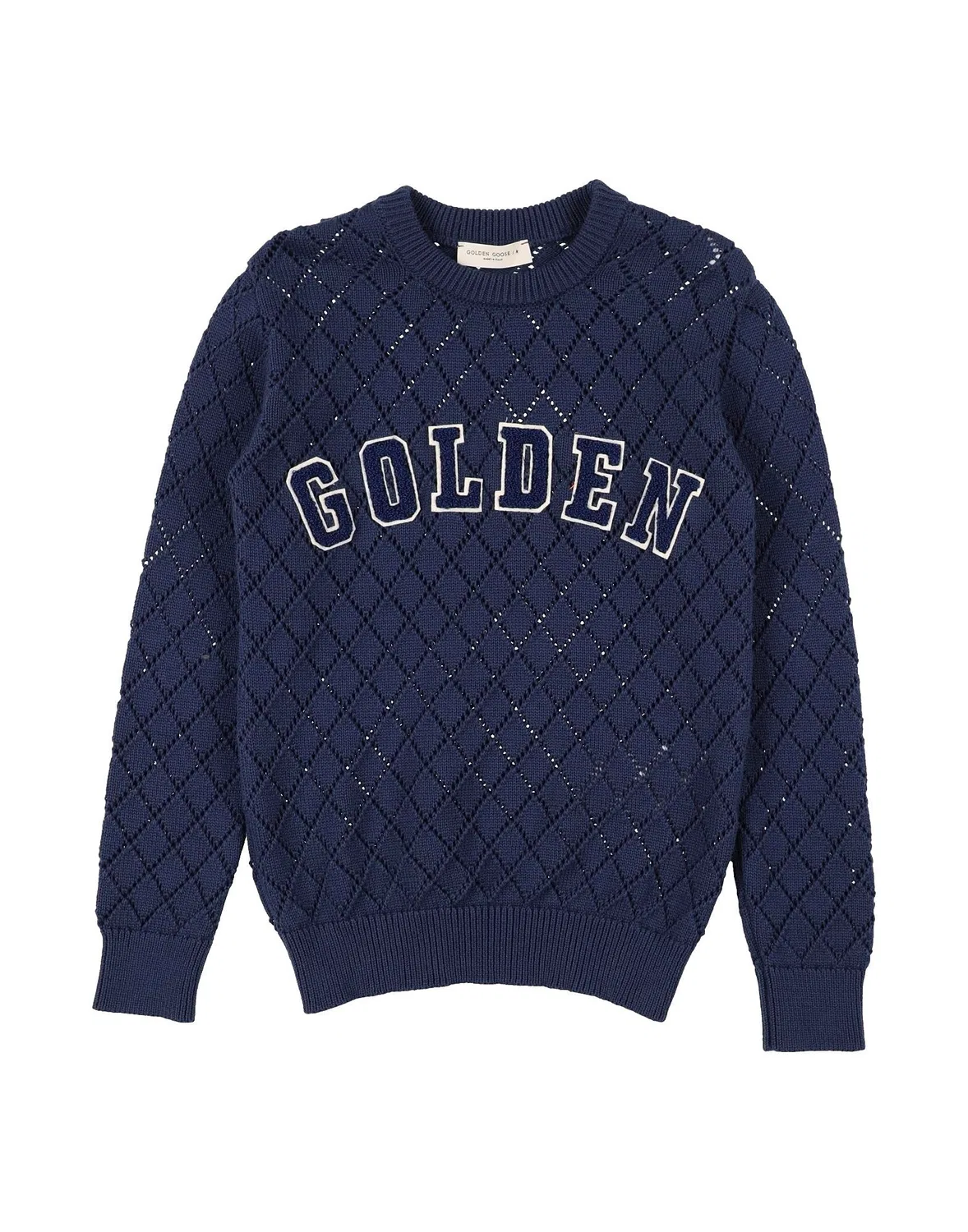 Детский джемпер с логотипом Golden Goose, темно-синий