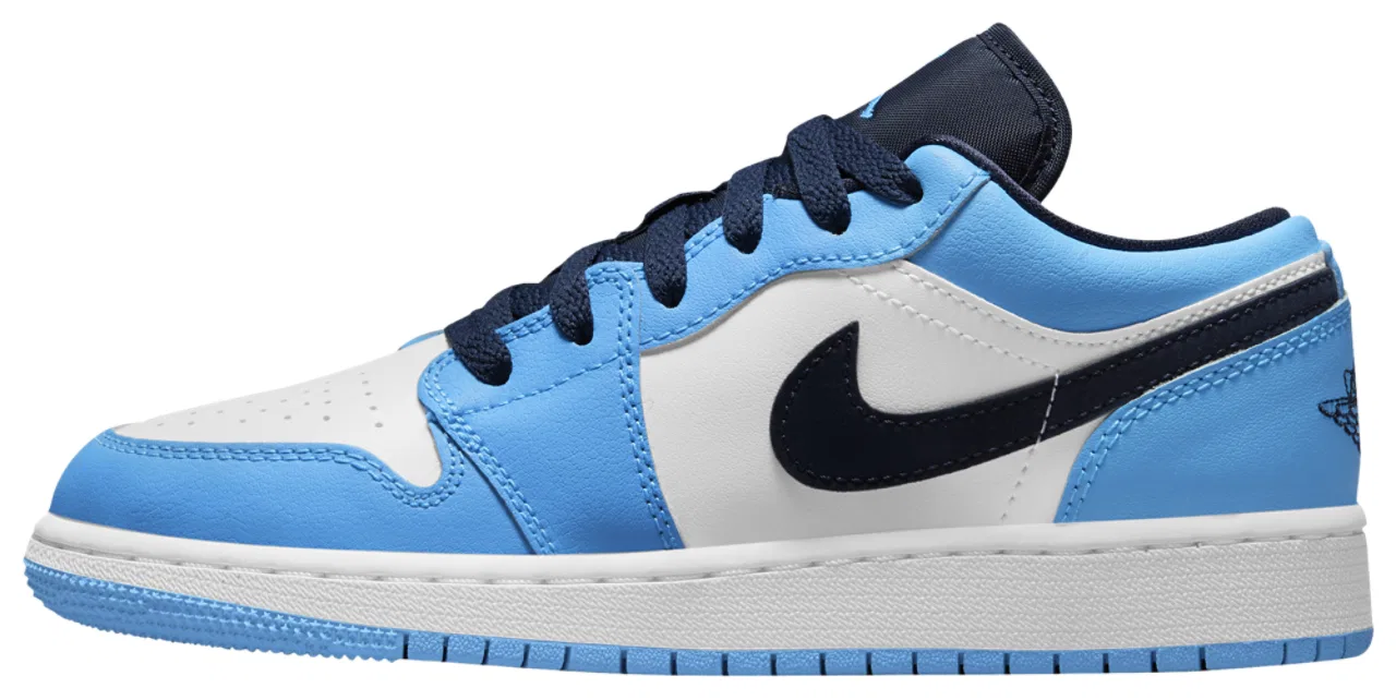 Кроссовки для мальчиков AJ 1 Low Jordan, цвет Dk Powder Blue/Obsidian/White — фото 2