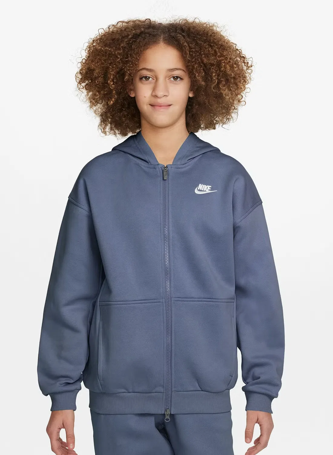 Худи оверсайз на молнии с капюшоном детское Nike, синий