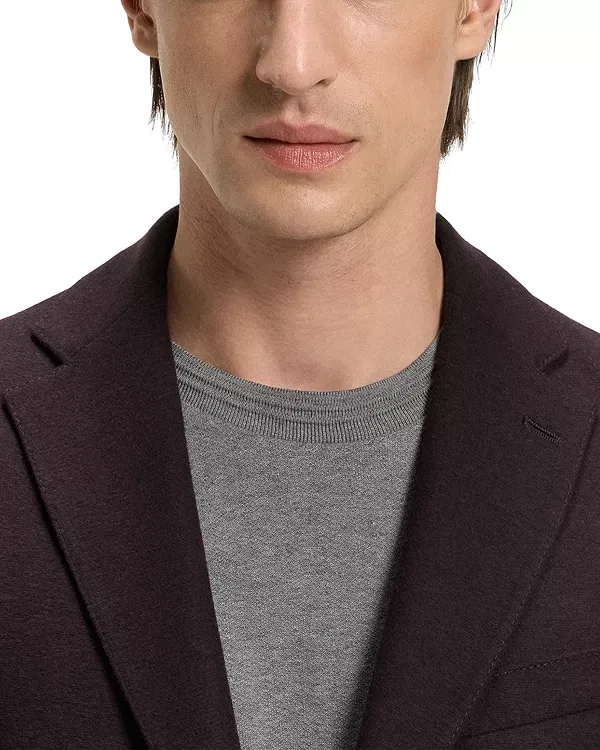 Мужской блейзер с технологичной фланелевой тканью Hanry Slim Fit Tech Flannel Jersey Unstructured Sport Coat Boss, Burgundy — фото 4