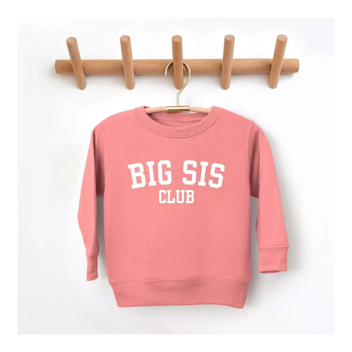 Детский свитшот для девочек с принтом Big Sis Club The Juniper Shop, Mauve — фото 2