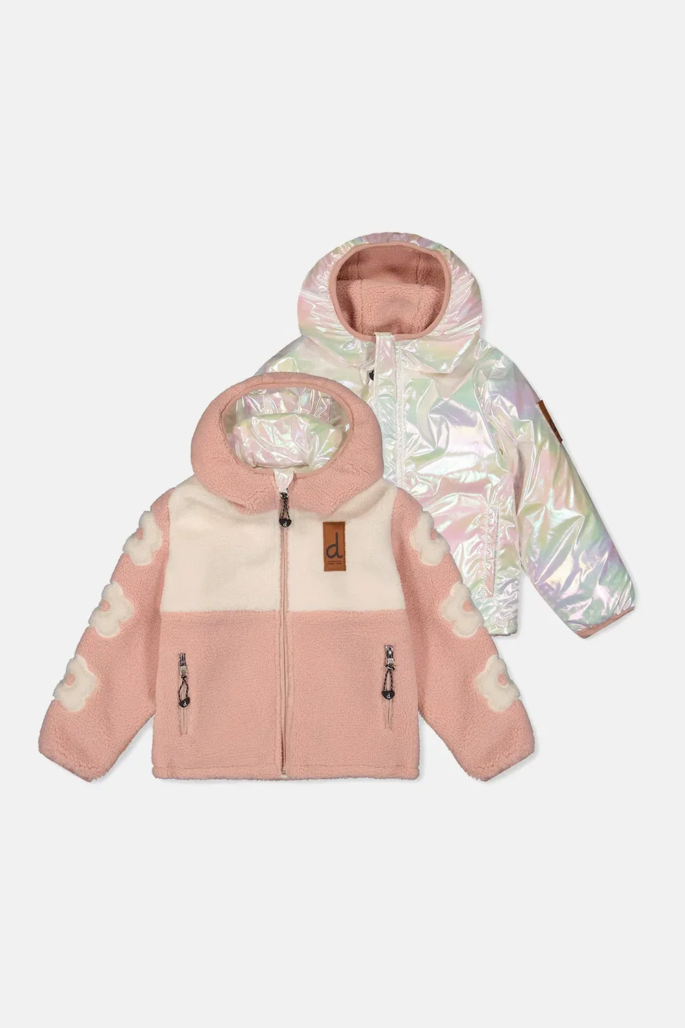 Детская куртка для девочек на молнии с цветами Deux par Deux, Pale Pink