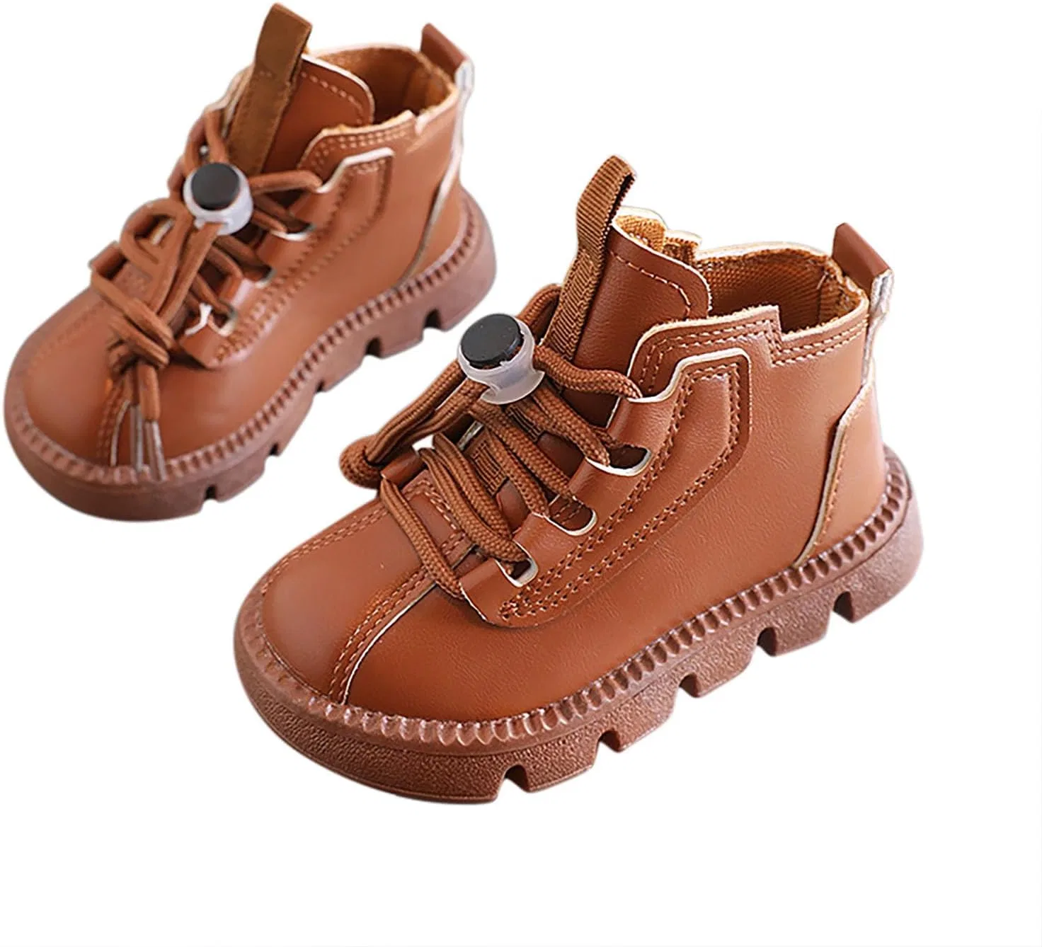 Детские ботинки для девочек на шнуровке с мехом SHOPESSA, Brown