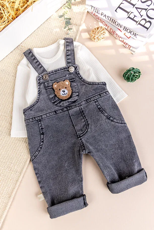 Детский комбинезон джинсовый с принтом Babymod, Gray