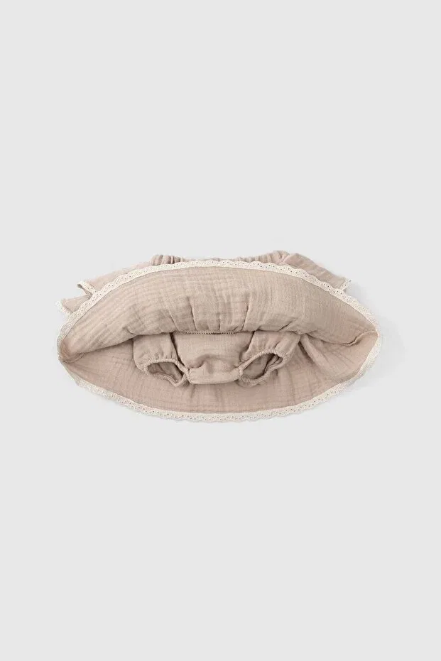 Детская юбка для девочек хлопковая Organic Cotton Embroidered Muslin Baby Skirt Beige With Bloomer Little Gusto, Beige — фото 3