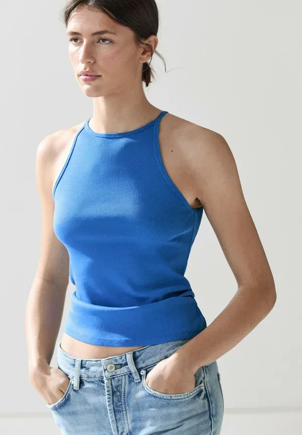 Топ хлопковый Massimo Dutti, Dark blue, темно-синий