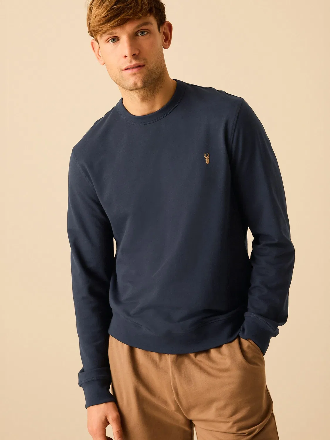 Мужской хлопковый свитшот Lightweight Crew Neck NEXT, Navy Blue — фото 3
