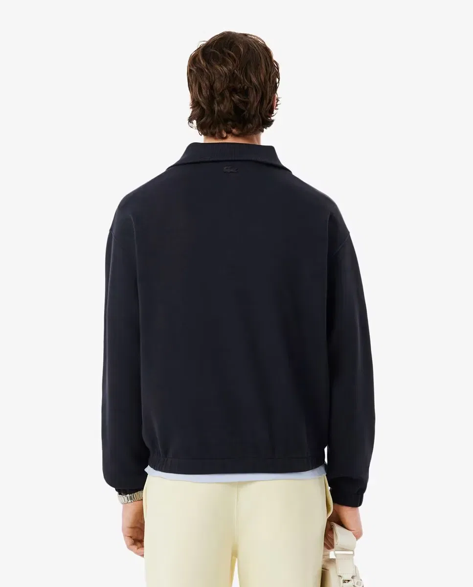 Мужская свитшот-пике с воротником на молнии Lacoste, Negro — фото 2