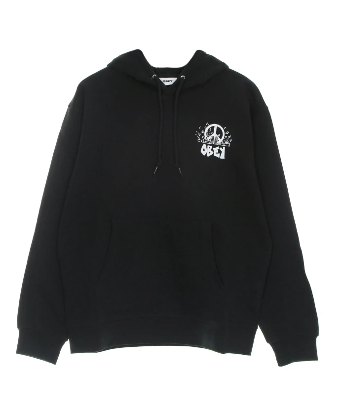 

Черная легкая толстовка из французского махрового трикотажа Obey, черный