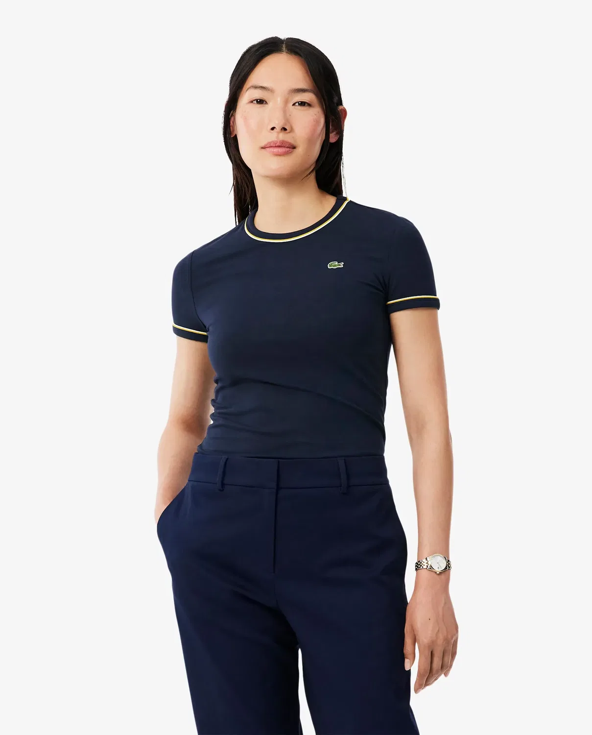Футболка женская Lacoste Amarillo, приталенный крой, желтая