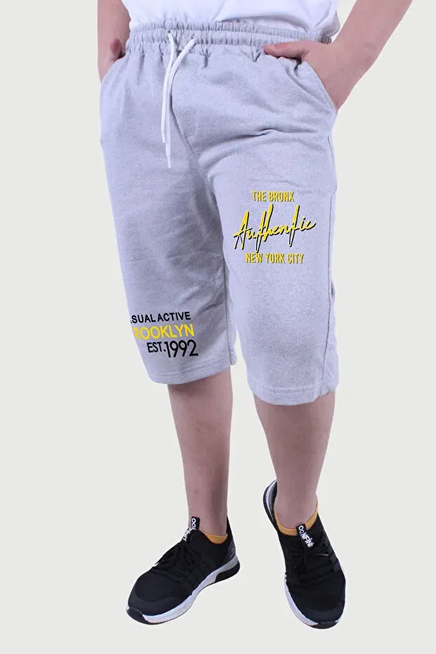 Детские шорты для мальчиков с принтом Authentic broklyn printed Fyk Kids, Gri