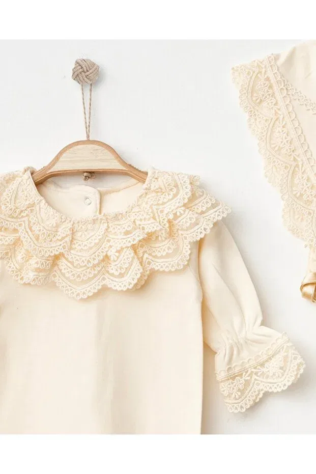 Детский комбинезон для девочек кружевной Lily hat Mert Baby, Nude Color — фото 4