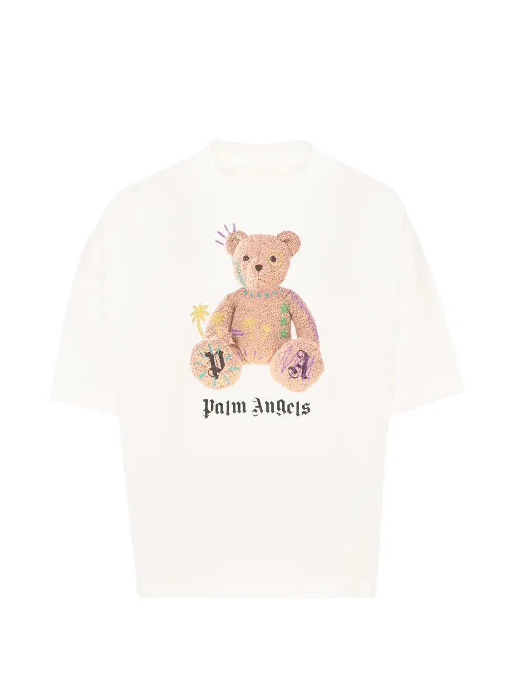 Футболка с логотипом в виде медведя Тедди Palm Angels Kids, белый