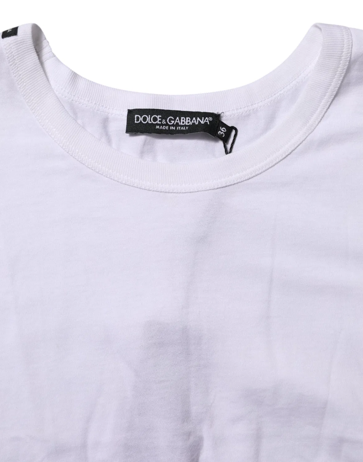 Женская хлопковая футболка с коротким рукавом и логотипом Cropped Top T-shirt Dolce & Gabbana, White — фото 4