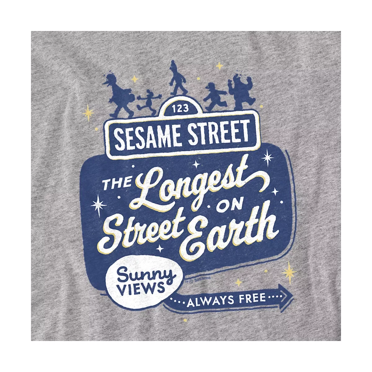 Детское боди с коротким рукавом Sesame Street Vintage Sign Longest Street On Earth Infant Bodysuit, Athletic Heather — фото 2