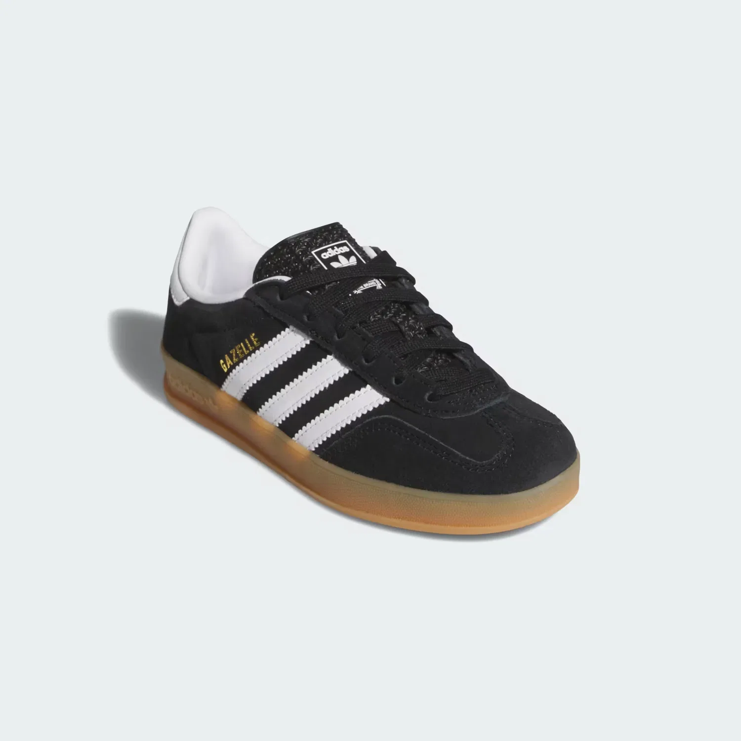 Детские кроссовки из замши Gazelle Indoor Adidas Originals, Core Black/Cloud White/Gum — фото 4