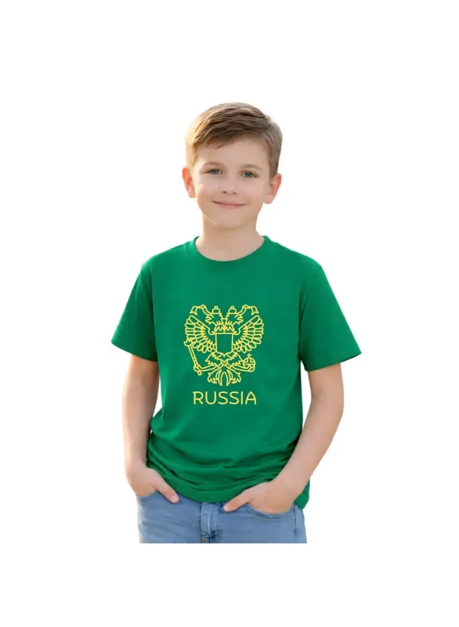 Футболка с принтом Россия хлопковая Printshop4Me, зеленый