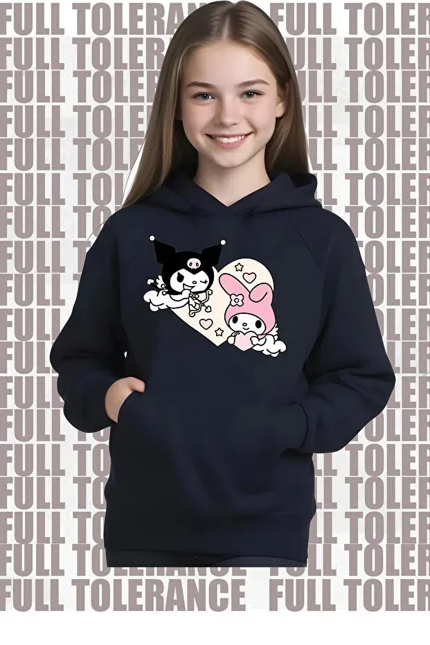 Детское худи для девочек с принтом Y2K Kuromi Printed Full Tolerance, Black