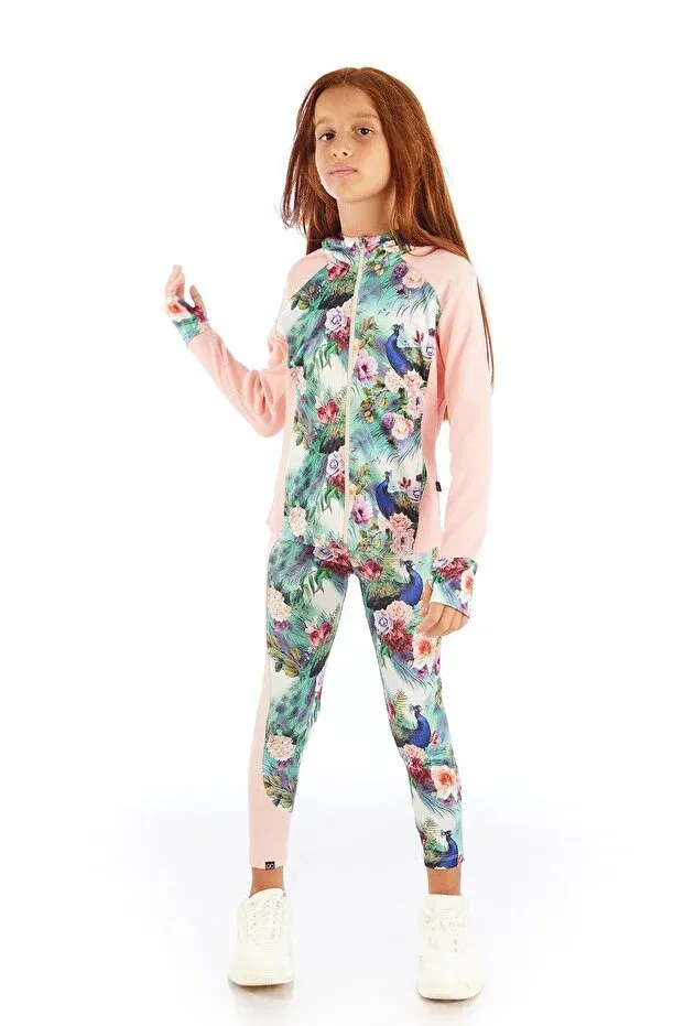 Детское худи для девочек с принтом Shirley Flower Patterned Colorinas, Pink — фото 2