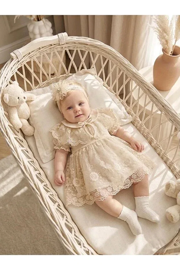 Детское платье для девочек с вышивкой Bebila Baby, Beige