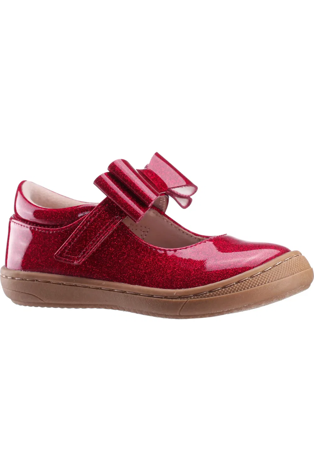 Туфли детские Mary Jane с бантом Binnie Nina, Dark Pink Coated Glitter