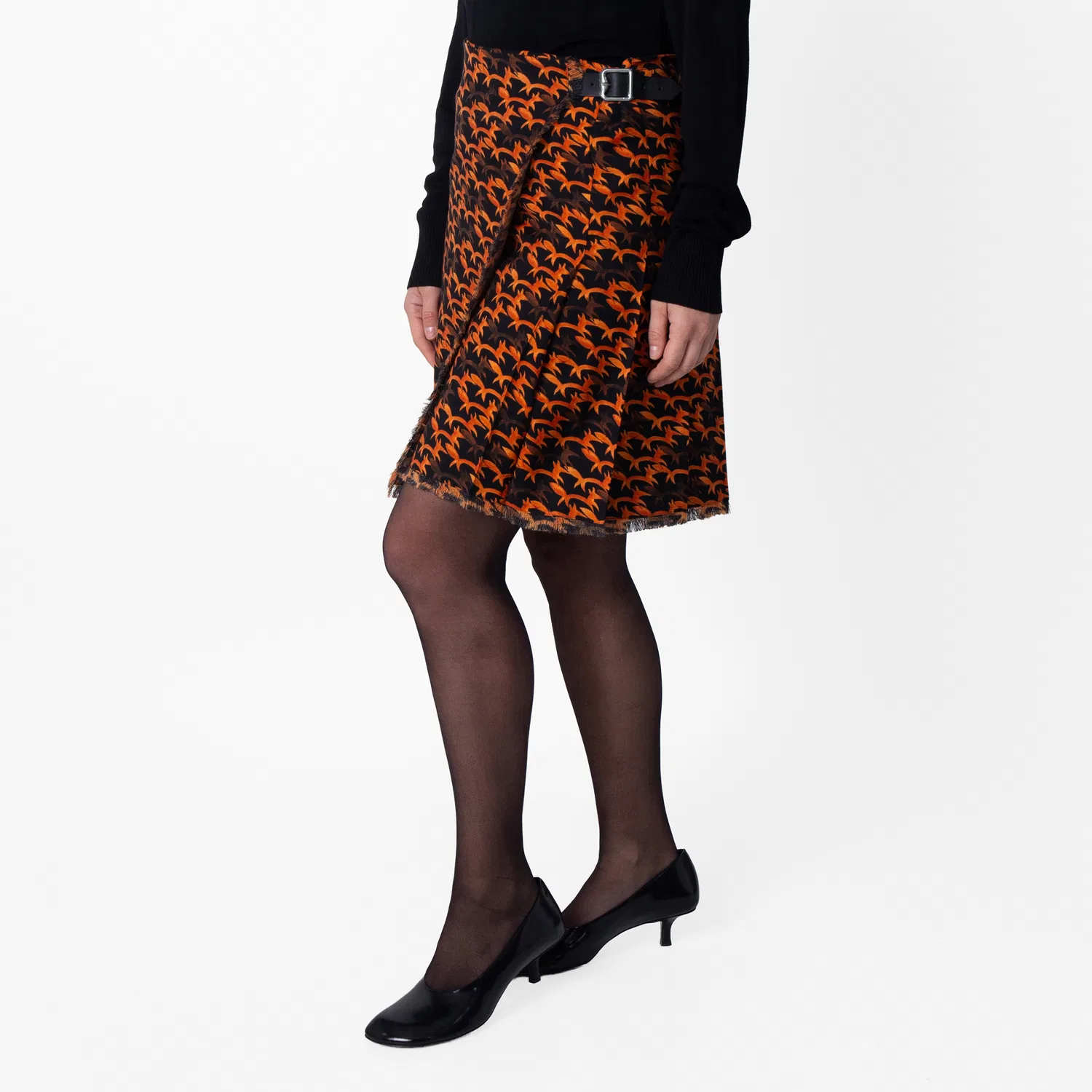 Шерстяная юбка-килт с лисьим принтом Fox Pattern Wool Kilt Burberry, Black Ip Pattern — фото 4