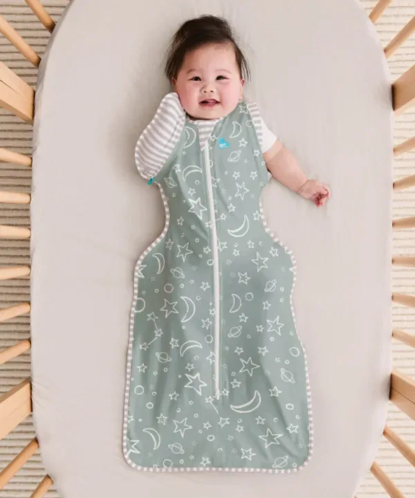 Бамбуковый комбинезон-кокон 50/50 Star and Moon Olive, Swaddle Up