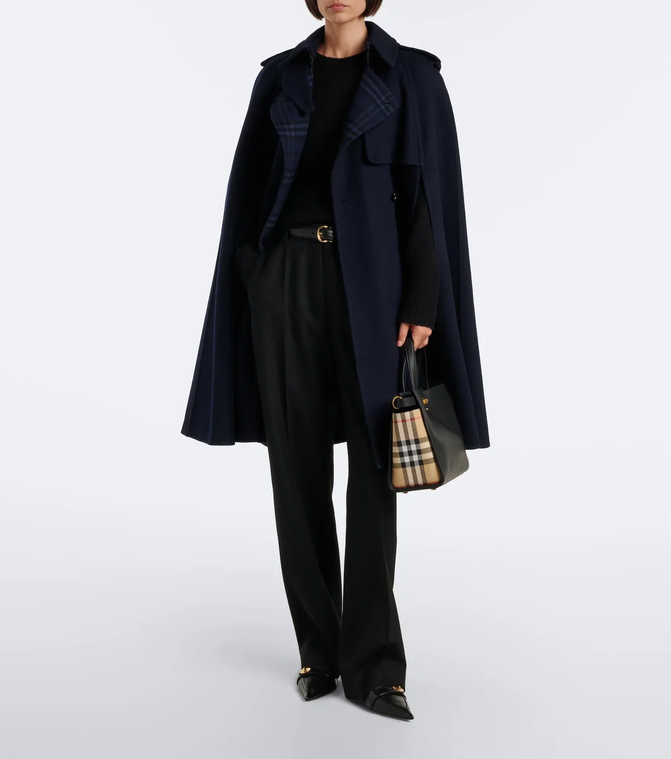 Пальто однобортное шерстяное Burberry, Navy Navy Check — фото 2