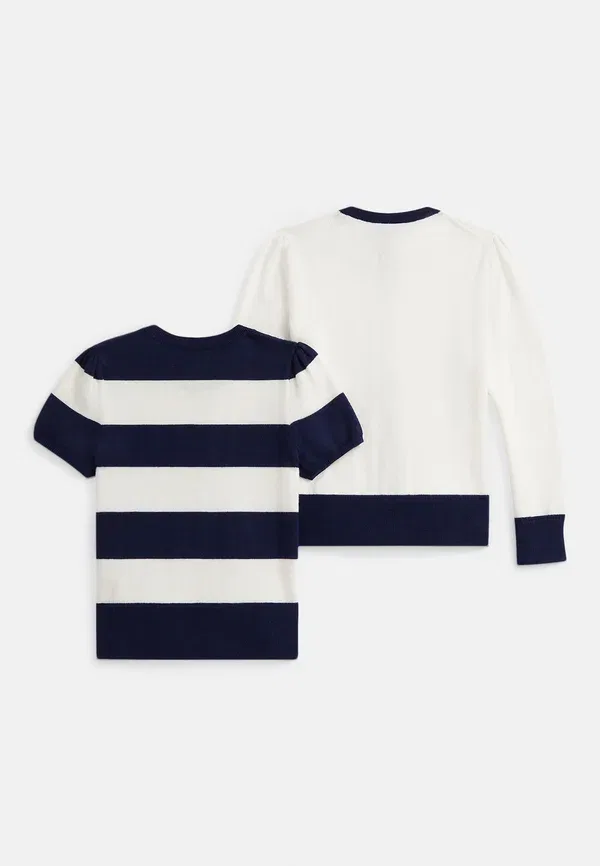 Комплект из свитера и кардигана в полоску Polo Ralph Lauren, Paper White/Newport темно-синий — фото 2