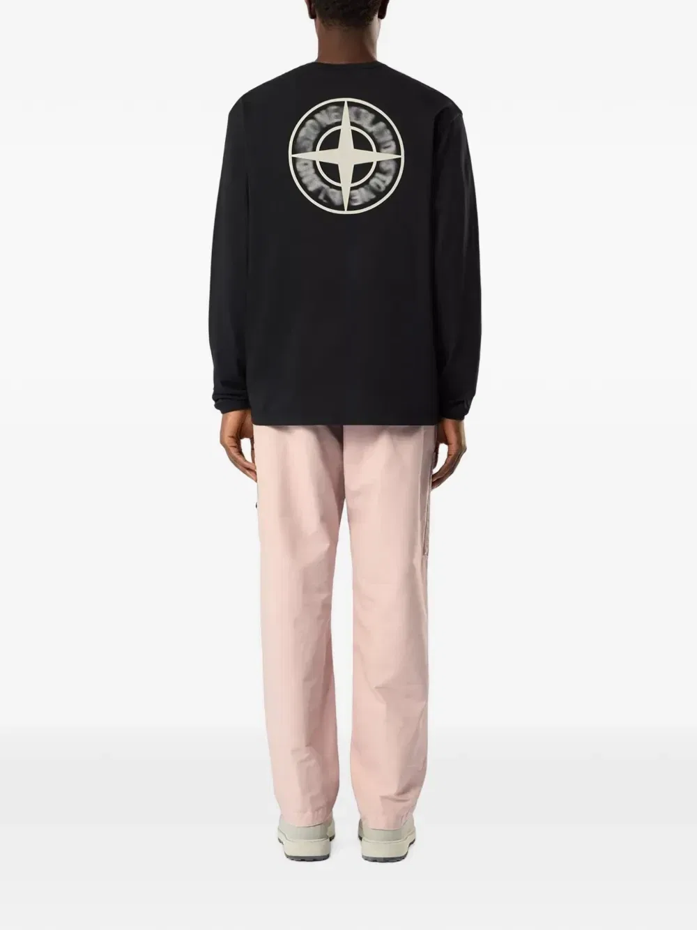 Футболка с длинным рукавом с логотипом Stone Island, черный — фото 3