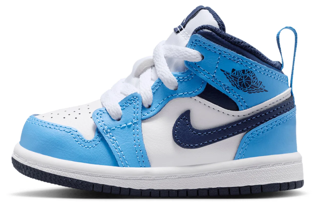 Кроссовки для мальчиков AJ 1 Mid Jordan, цвет Blue/Navy/White — фото 2