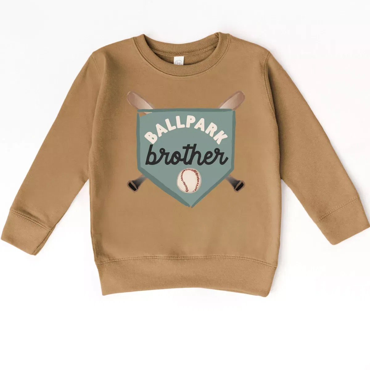 Детский свитшот для мальчиков с принтом Ballpark Brother The Juniper Shop, Camel