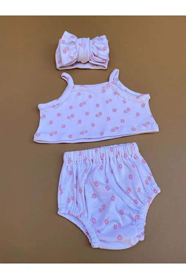 Детское боди-комбинезон для девочек с цветочным принтом Lolidenss, Pink Flowers — фото 3