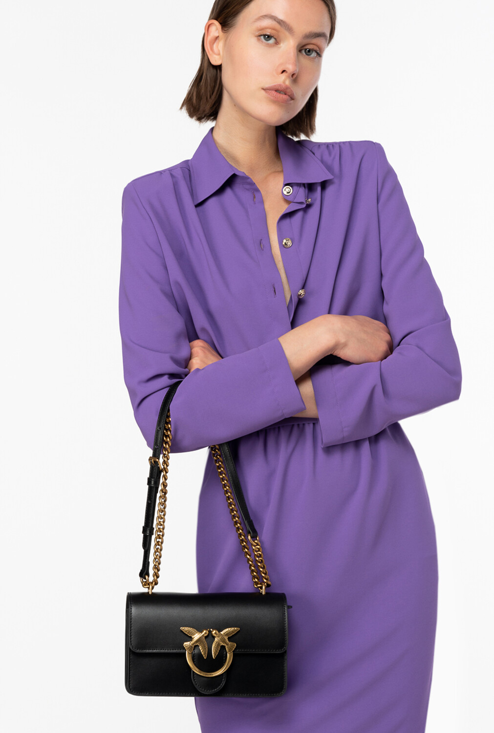 

Сумка PINKO Love-Birds calf-leather shoulder, черный