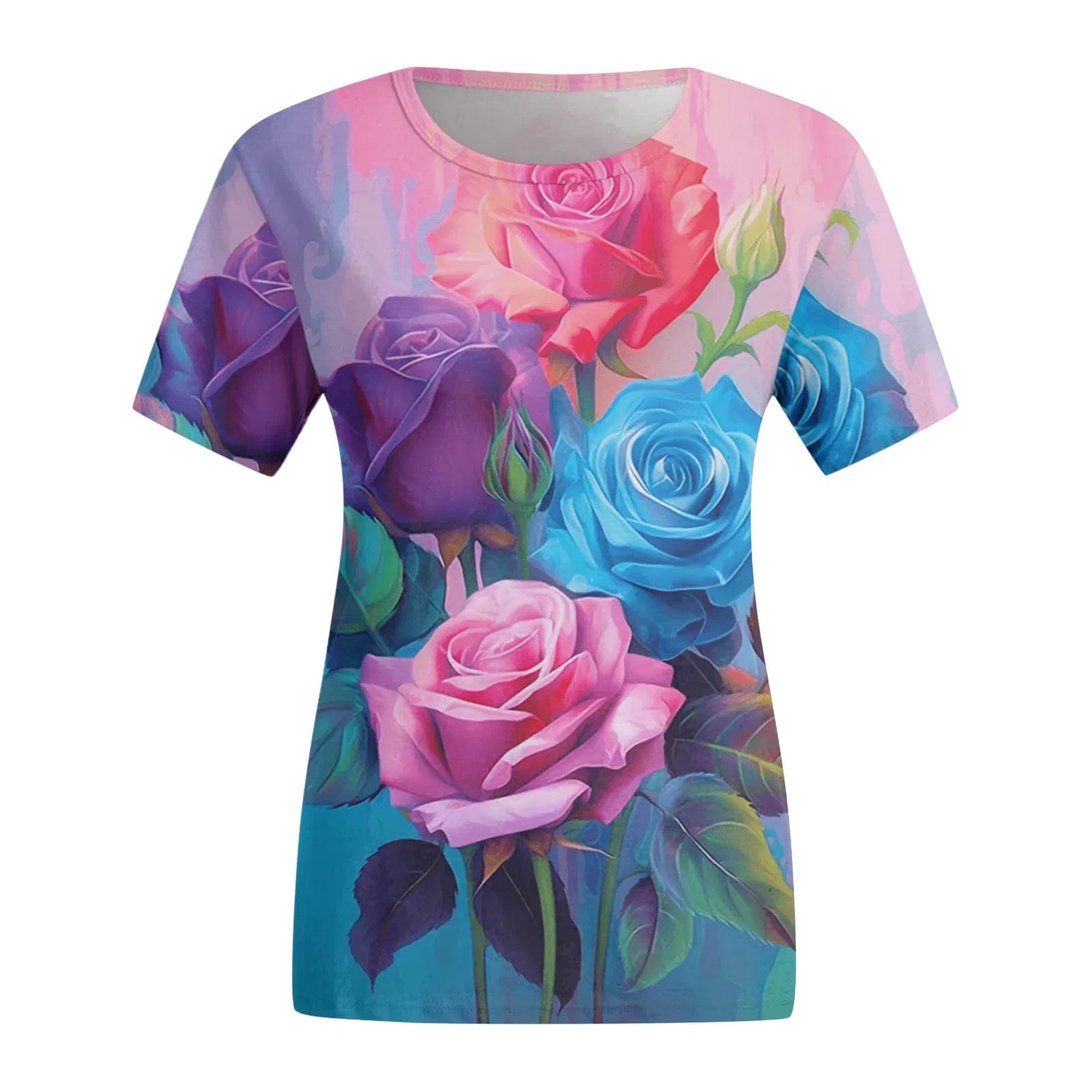 Женская блузка с коротким рукавом с принтом Ironic Tops, D-hot Pink — фото 3