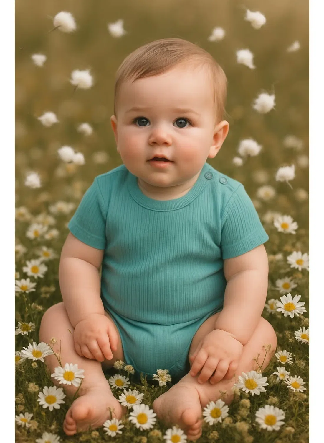 Боди-комбинезон из бамбука с длинным рукавом Oceakids, бирюзовый — фото 2