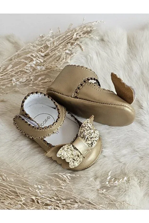 Детские мокасины-пинетки из натуральной кожи Angel Platinum Gold Hodore, Platinum Gold — фото 4